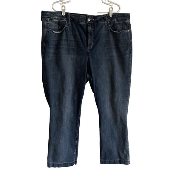 NYDJ Wmn Plus 24W Blue Med Wash Lift Tuck Technology Straight Leg Ankle Jeans - Picture 1 of 12